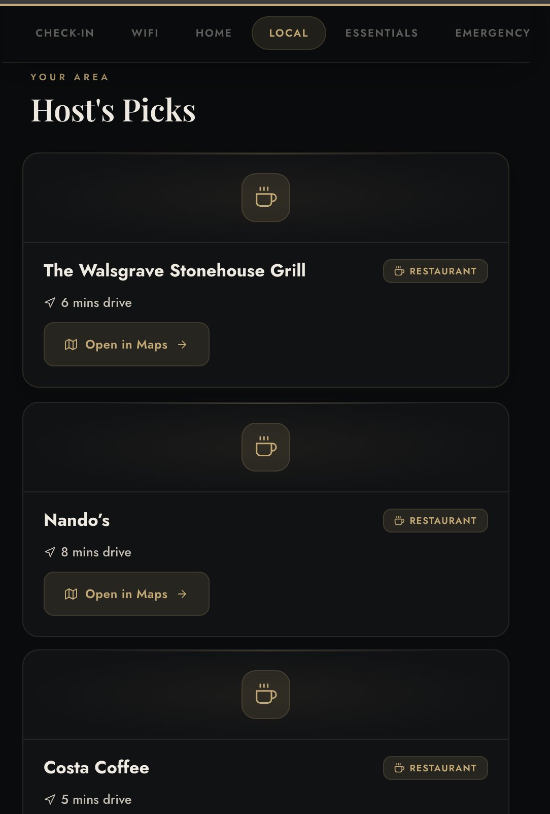 Hosty welcome guide — local recommendations and host's picks